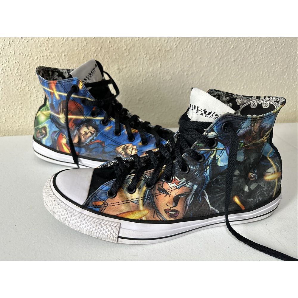 Men 12 Converse Justice League Batman Superman DC Superheroes High Top Sneakers